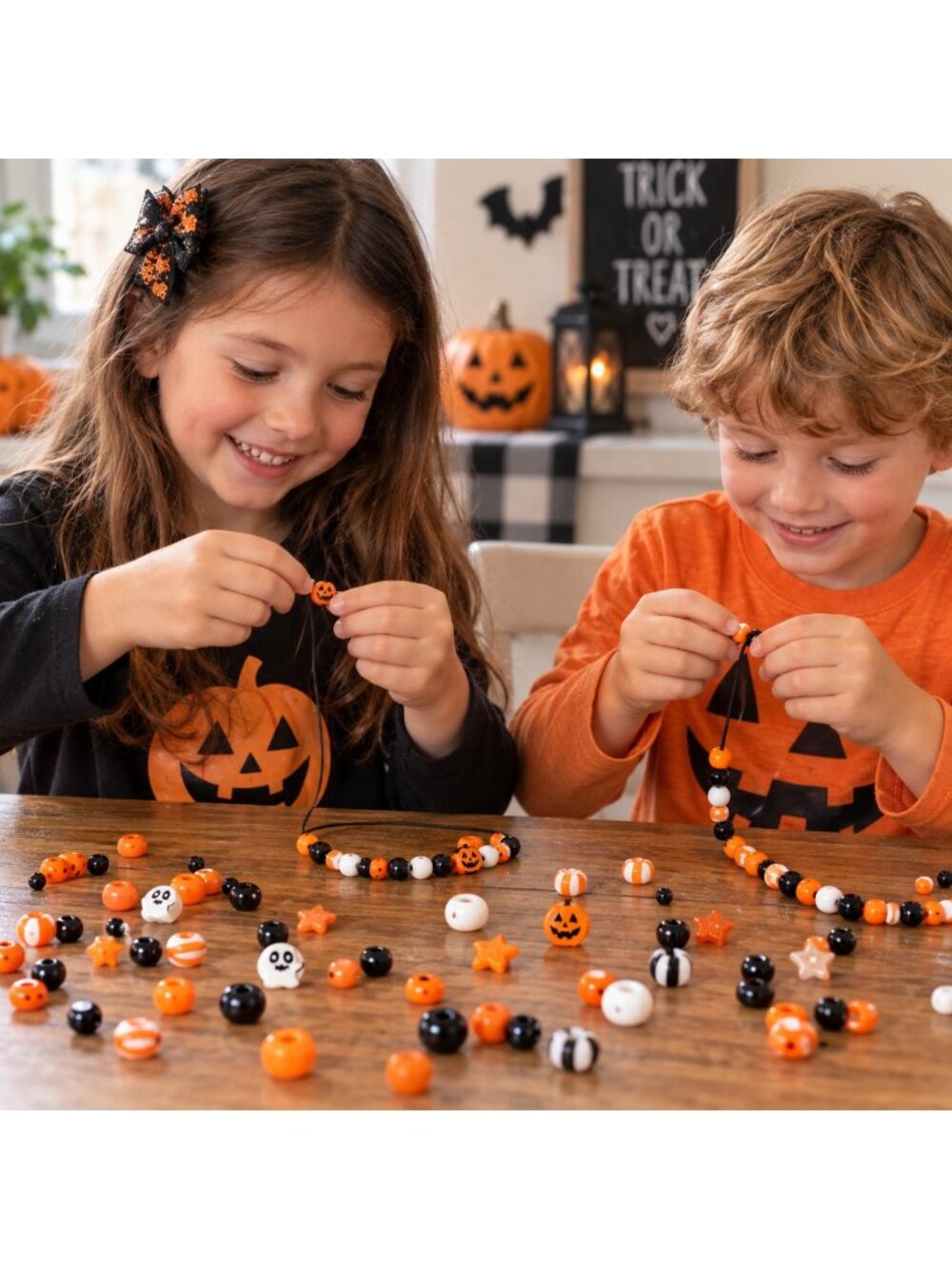 Halloween Bead Kit DIY Bracelet Jewelry Making Orange Black Pumpkin Ghost NWOT